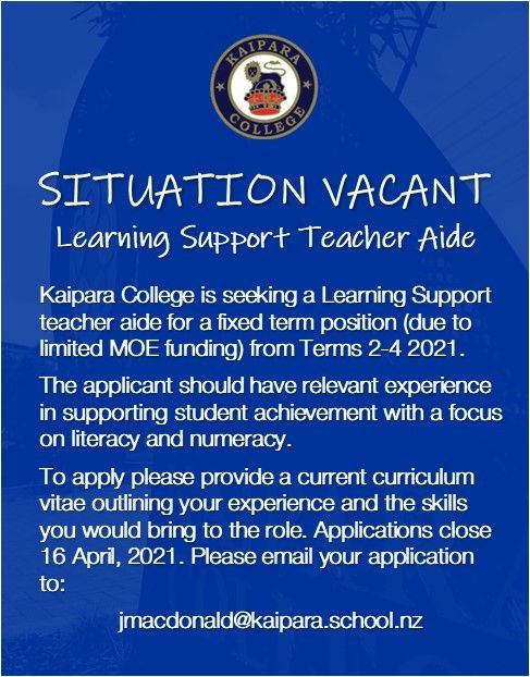 Situation Vacant   Learning Support Ta
