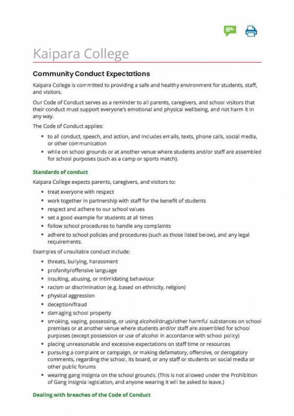 Kaipara College Policies And Procedures   Community Conduct Expectations