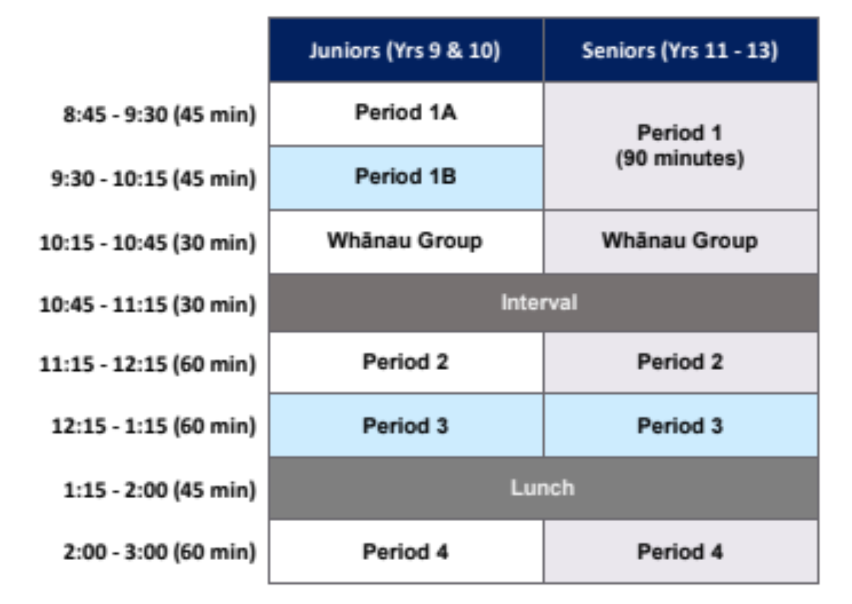 Daily Timetable