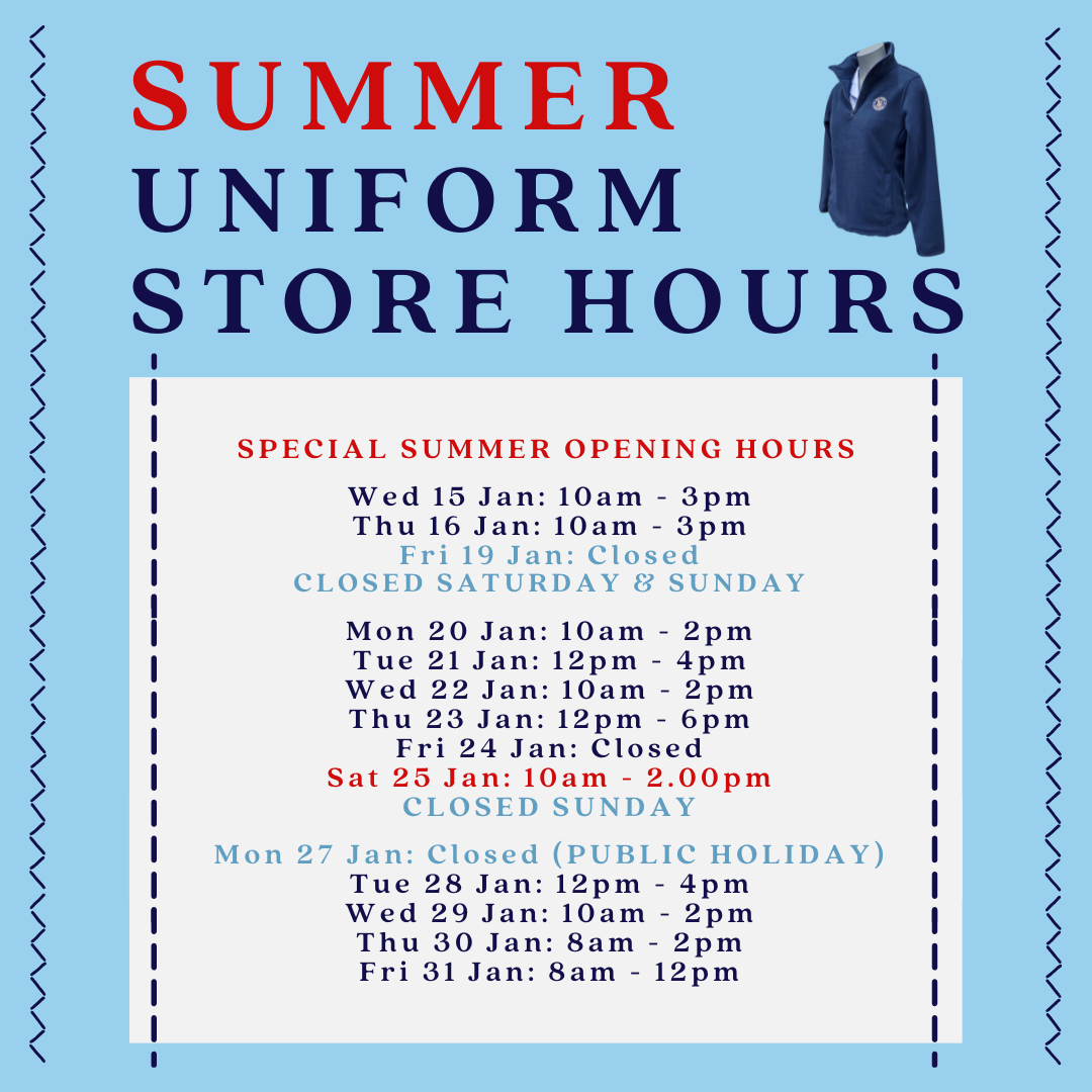 2025 Summer Uniform Shop Hours