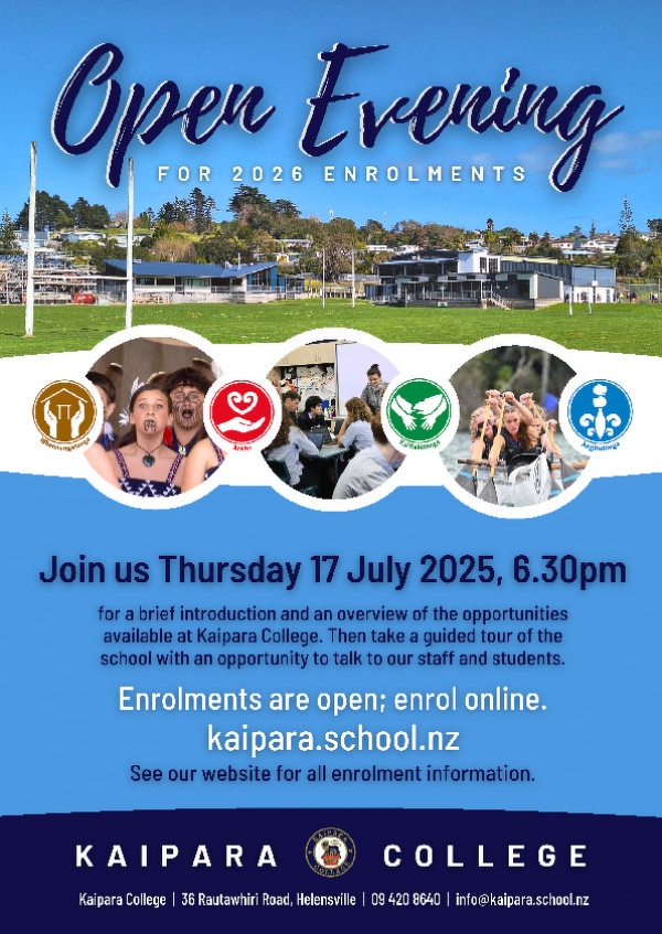 2025 For 2026 Enrolment Open Evening