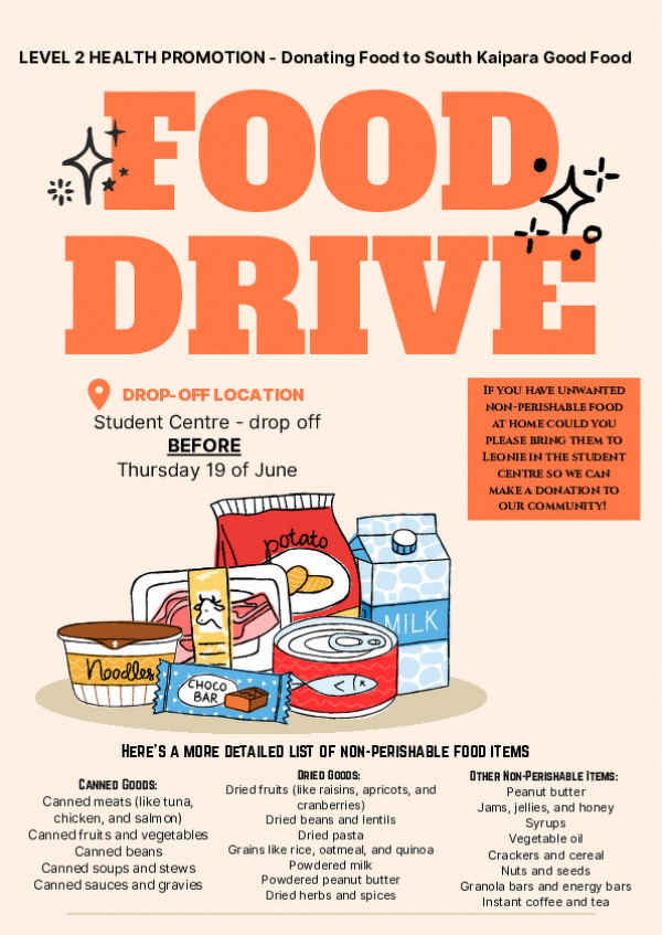 Orange Illustrative Food Drive Charity Flyer