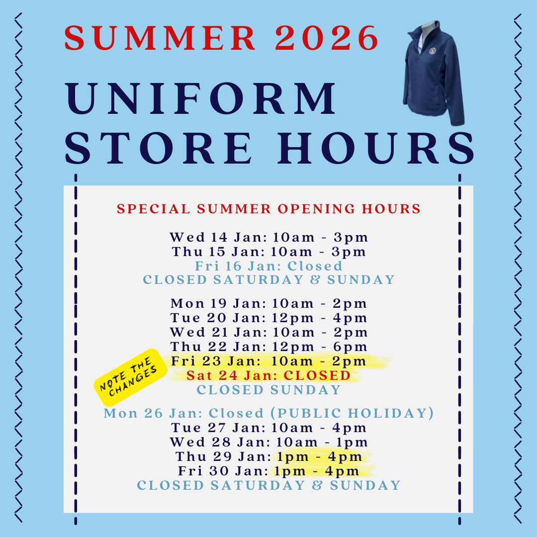 260122 2026 Summer Uniform Shop Hours